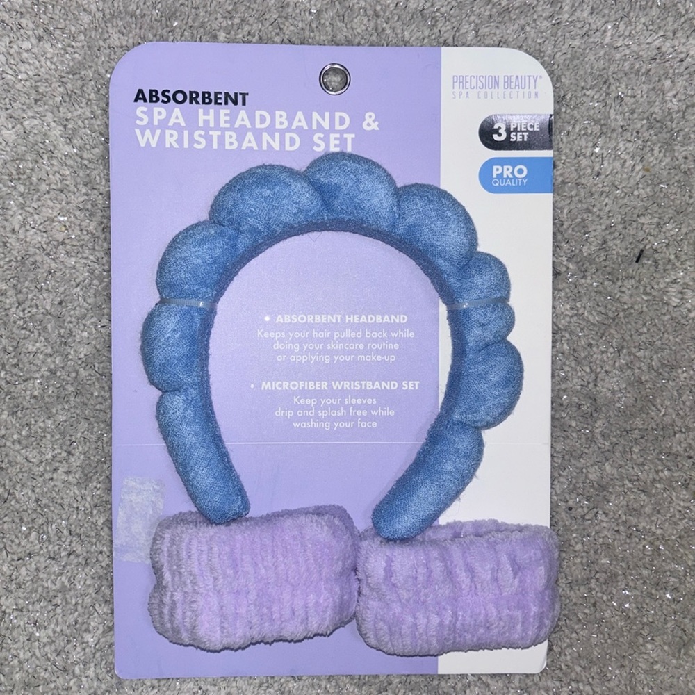 Premium Beauty absorbent spa headband & wristband set! NWOT.